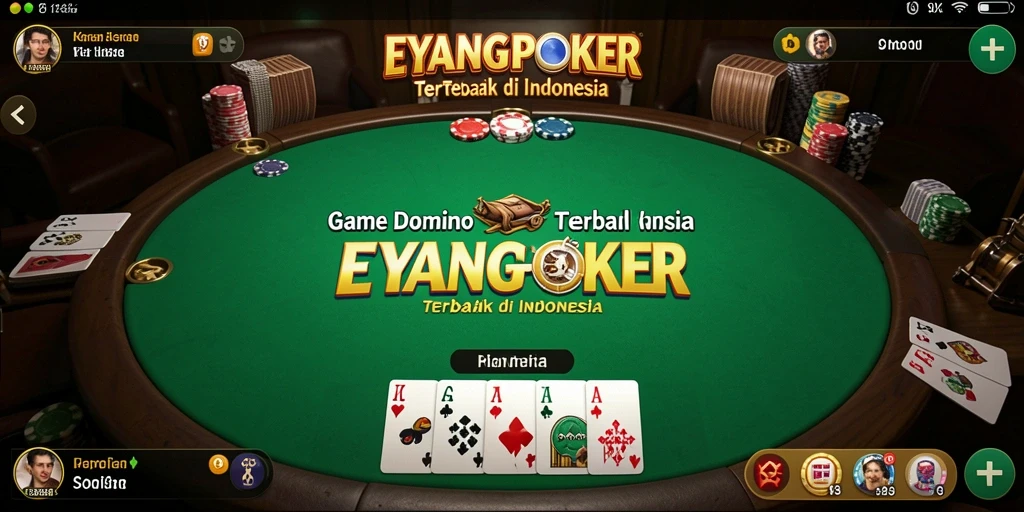 Tampilan gameplay seru di EYANGPOKER dengan berbagai mode Domino.