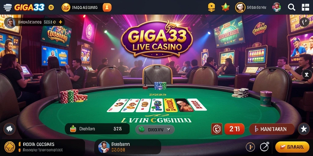 Tampilan gameplay seru dengan dealer profesional di GIGA33 Live Casino.