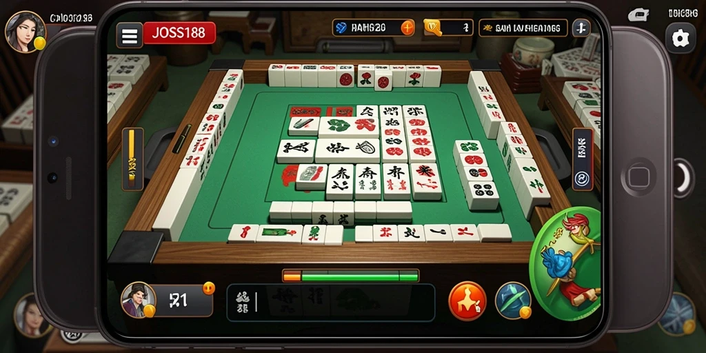 Tampilan permainan JOSS188 menampilkan keseruan bermain Mahjong.