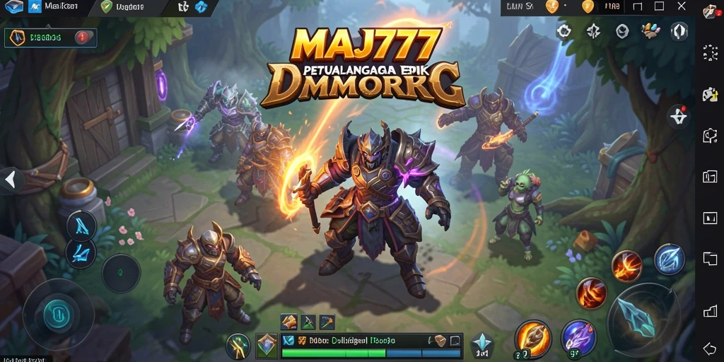 Tampilan atmosferik dari gameplay MMORPG di MAJ777 yang menakjubkan.