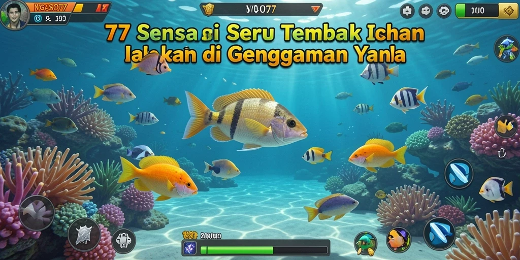 Tampilan gameplay seru dari NGASO77 dengan ikan beragam untuk dibidik.