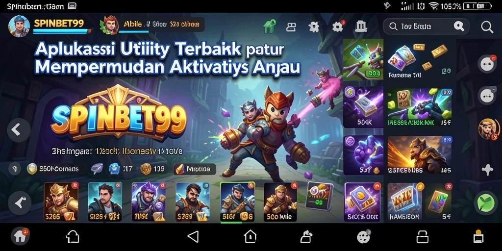 Screenshot utama SPINBET99 menunjukkan antarmuka aplikasi yang intuitif dan muda dipahami.