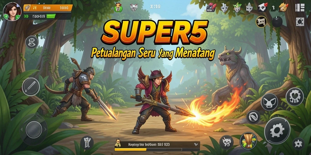 Gameplay SUPER5 yang menantang dan penuh petualangan.